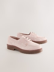 Blush Pink Standard Fit Forever Comfort® Leather Chunky Lace-Up Boat Shoes - Image 6 of 9