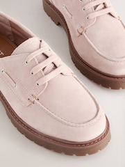 Blush Pink Standard Fit Forever Comfort® Leather Chunky Lace-Up Boat Shoes - Image 8 of 9