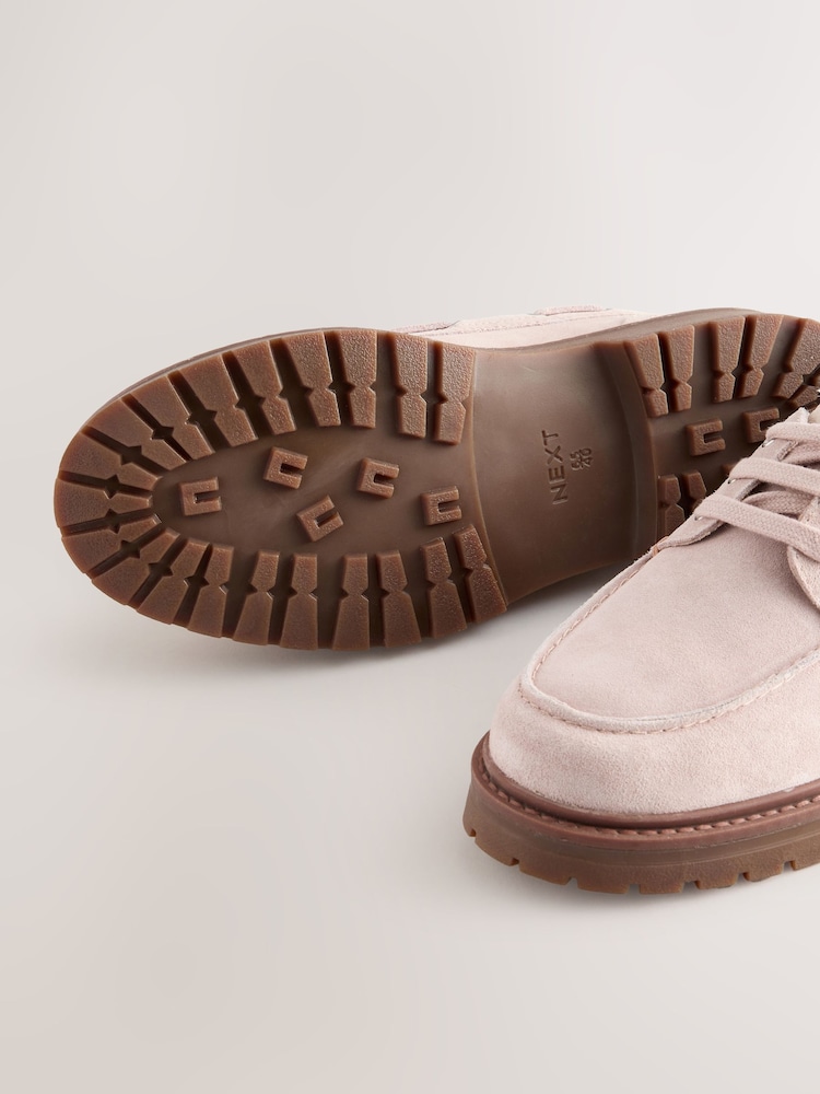 Blush Pink Standard Fit Forever Comfort® Leather Chunky Lace-Up Boat Shoes - Image 9 of 9