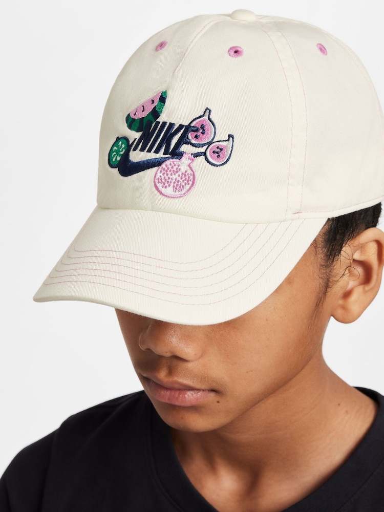 Nike Sail Cream Kids Club Fruit Graphic Print 100% Cotton Cap - Image 4 of 6
