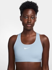 Nike Blue Medium Swoosh Support Padded Sports Bra - Image 1 of 3