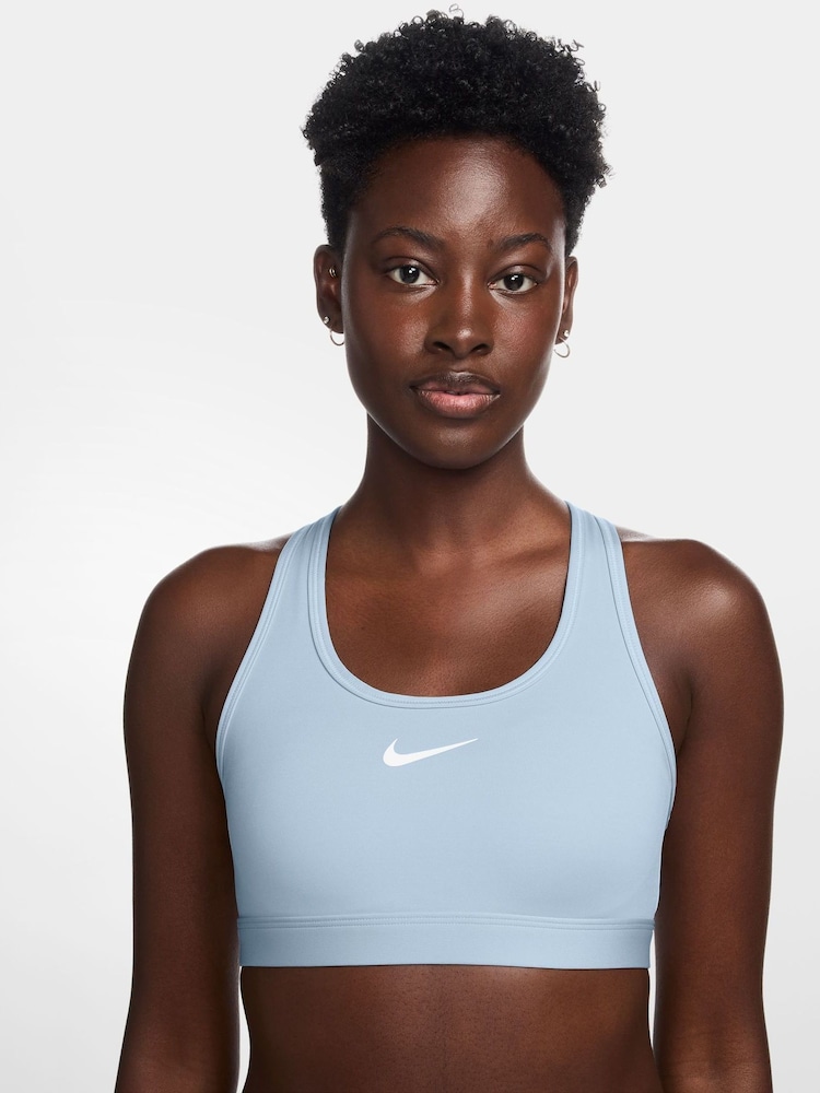 Nike Blue Medium Swoosh Support Padded Sports Bra - Image 1 of 3