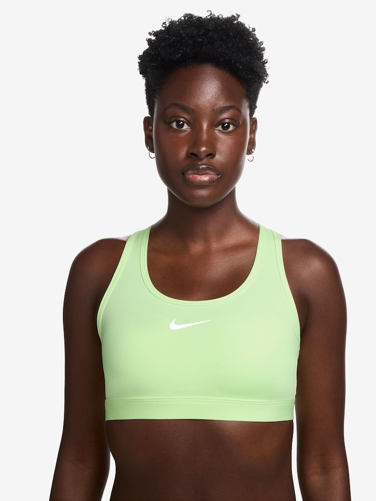 Nike Lime Green Medium Swoosh Support Padded Sports Bra - Image 1 of 3 Nike Lime Green Medium Swoosh Support Padded Sports Bra - Image 1 of 3