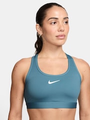 Azul ahumado - Nike Medium Swoosh Support Padded Sports Bra - Imagen 1 de 3