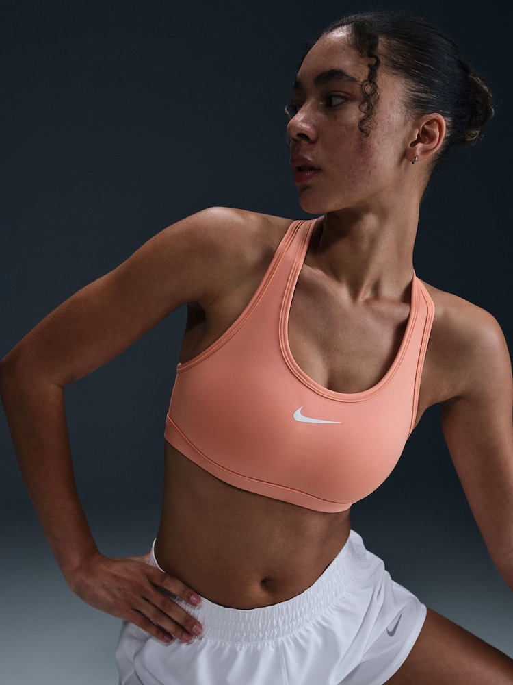 Nike Apricot Orange Medium Swoosh Support Padded Sports Bra - Image 7 of 7