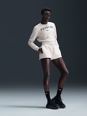 Nike Light Wood Natural Sportswear Phoenix Fleece High-Waisted Loose Shorts - Image 1 of 6