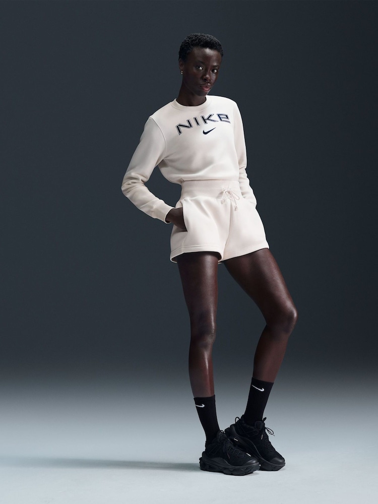 Nike Light Wood Natural Sportswear Phoenix Fleece High-Waisted Loose Shorts - Image 1 of 6 Nike Light Wood Natural Sportswear Phoenix Fleece High-Waisted Loose Shorts - Image 1 of 6