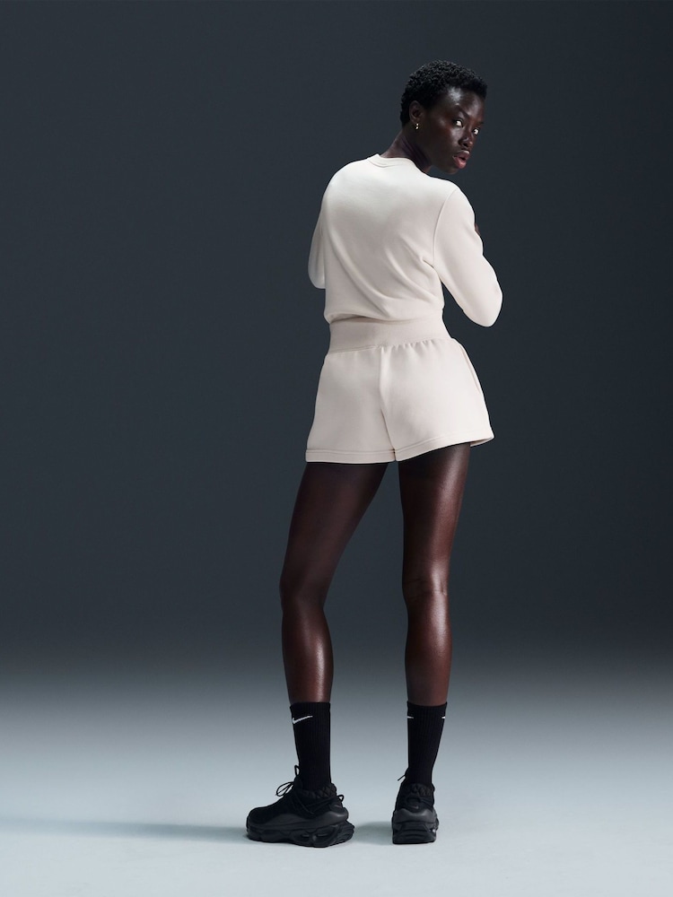 Nike Light Wood Natural Sportswear Phoenix Fleece High-Waisted Loose Shorts - Image 2 of 6 Nike Light Wood Natural Sportswear Phoenix Fleece High-Waisted Loose Shorts - Image 2 of 6