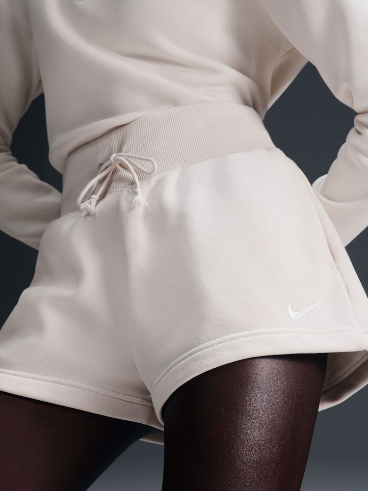 Nike Light Wood Natural Sportswear Phoenix Fleece High-Waisted Loose Shorts - Image 3 of 6