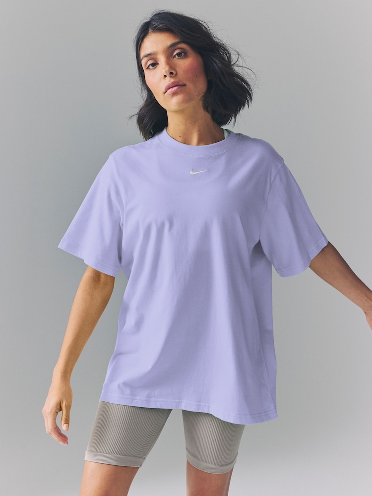 Nike Lilac Ice Oversized Mini Swoosh Sportswear T-Shirt - Image 1 of 4