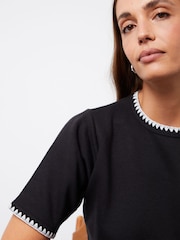 Threadbare Black Contrast Edge Stitch Short Sleeve Sweatshirt - Image 4 of 4