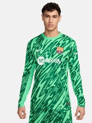 Nike Green Barcelona Home Goalkeeper Stadium Shirt 2024-25 - Image 1 of 5