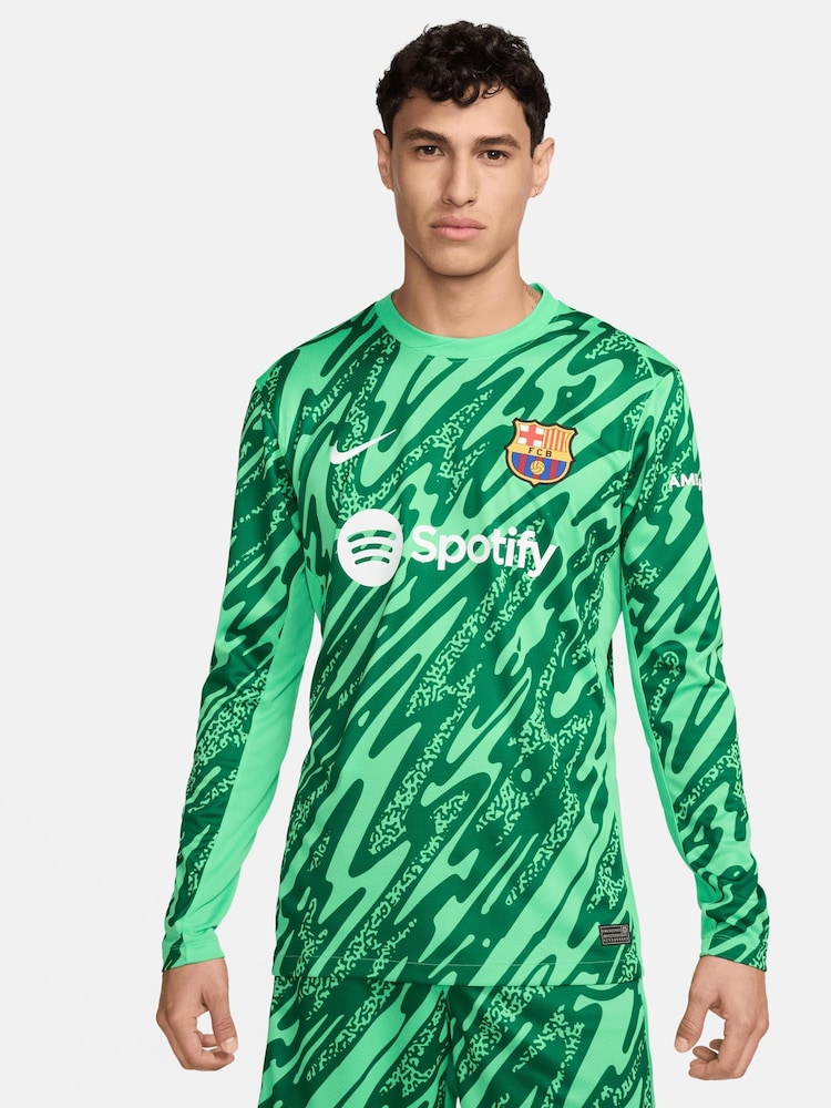 Nike Green Barcelona Home Goalkeeper Stadium Shirt 2024-25 - Image 1 of 5