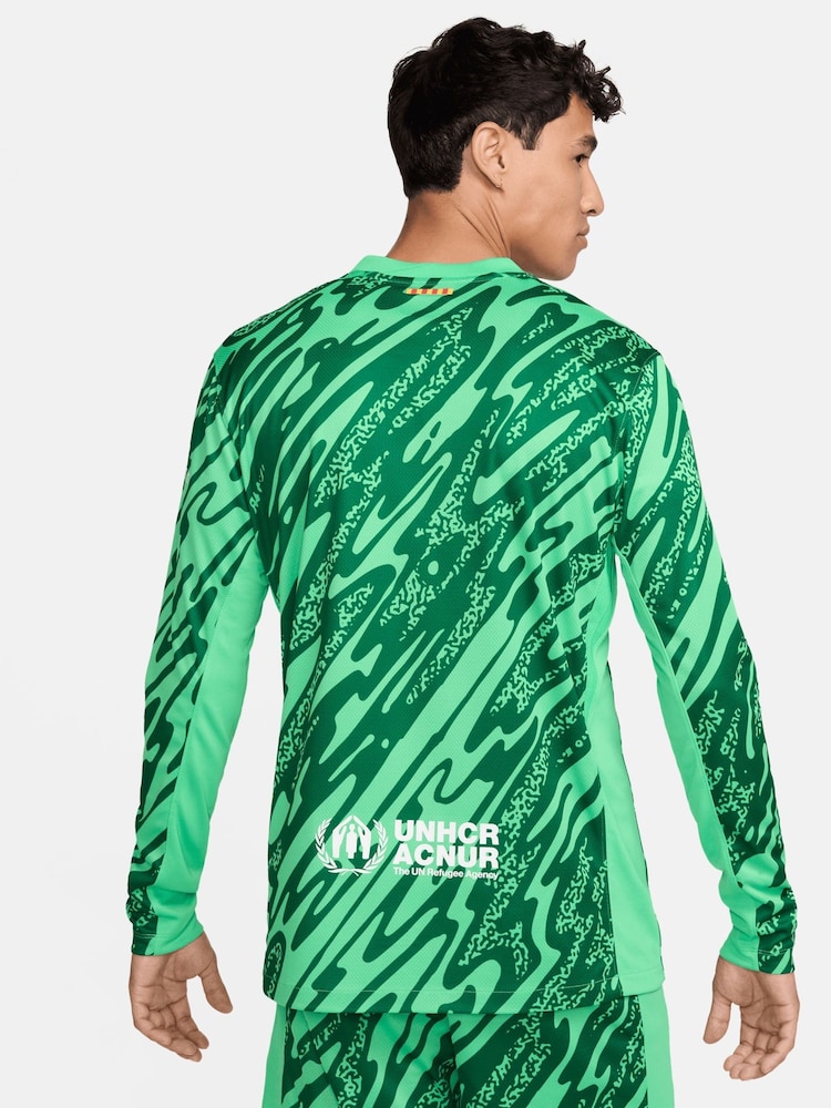 Nike Green Barcelona Home Goalkeeper Stadium Shirt 2024-25 - Image 2 of 5