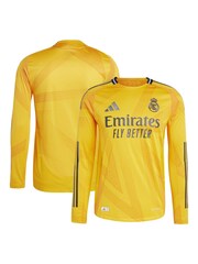 adidas Yellow Real Madrid Away Authentic Long Sleeve Football Shirts 2024-25 - Image 1 of 3