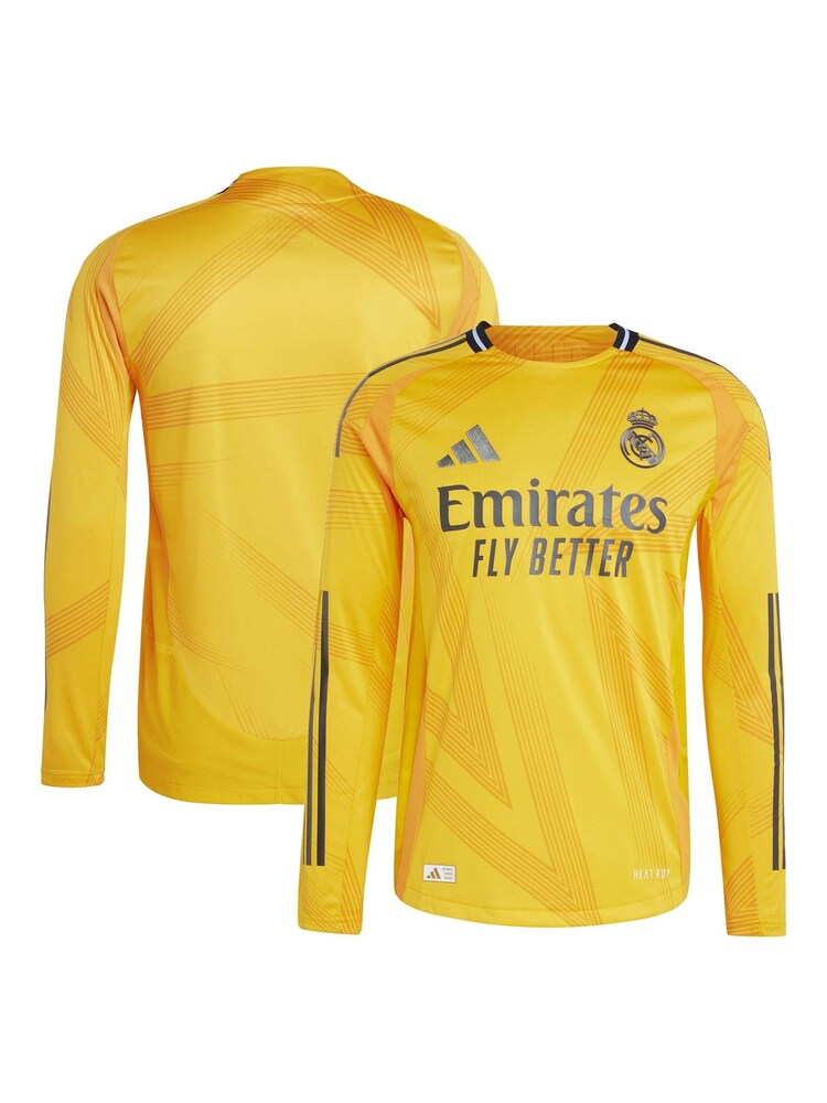adidas Yellow Real Madrid Away Authentic Long Sleeve Football Shirts 2024-25 - Image 1 of 3