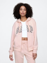 Blush Rose - Sweat à capuche Gap décontracté zippé à logo - Image 1 de 5