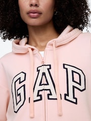 Blush Rose - Sweat à capuche Gap décontracté zippé à logo - Image 4 de 5