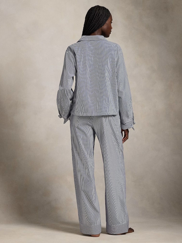 DKNY Blue Ralph Lauren Shirting Stripes Core Pyjamas Set - صورة 2 من 5