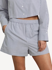 Lauren Ralph Lauren Blue Shirting Striped Crop 100% Cotton pyjama set - صورة 1 من 5