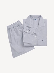 Lauren Ralph Lauren Blue Shirting Striped Crop 100% Cotton pyjama set - صورة 5 من 5