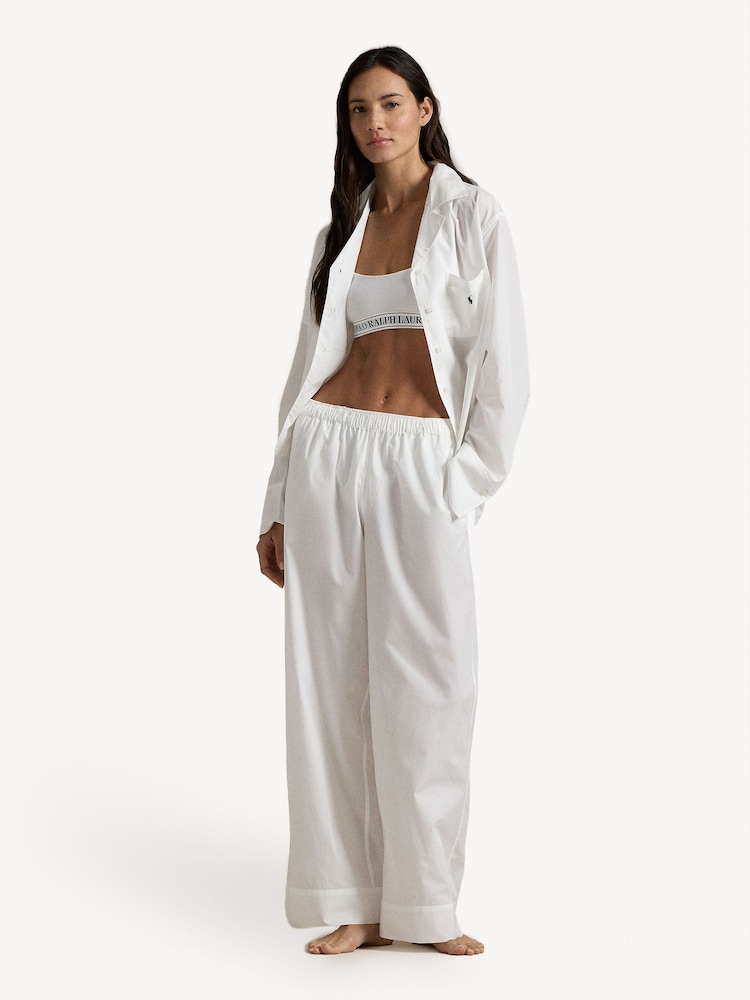 Lauren Ralph Lauren Shirting Stripes Core 100% Cotton White Pyjamas Set - Image 1 of 3
