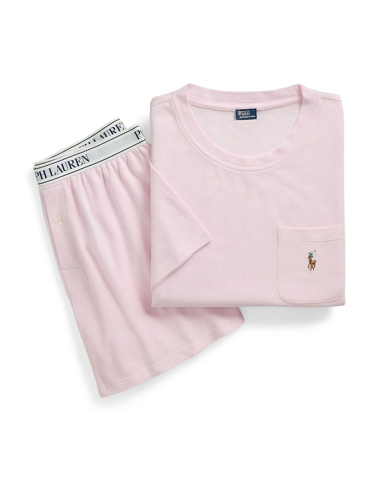Lauren Ralph Lauren Pink Knit Oxford 100% Cotton Shorty Set - Image 4 of 4