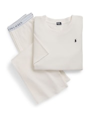 Lauren Ralph Lauren Ecru White Club Waffle Top Joggers Set - Image 1 of 1