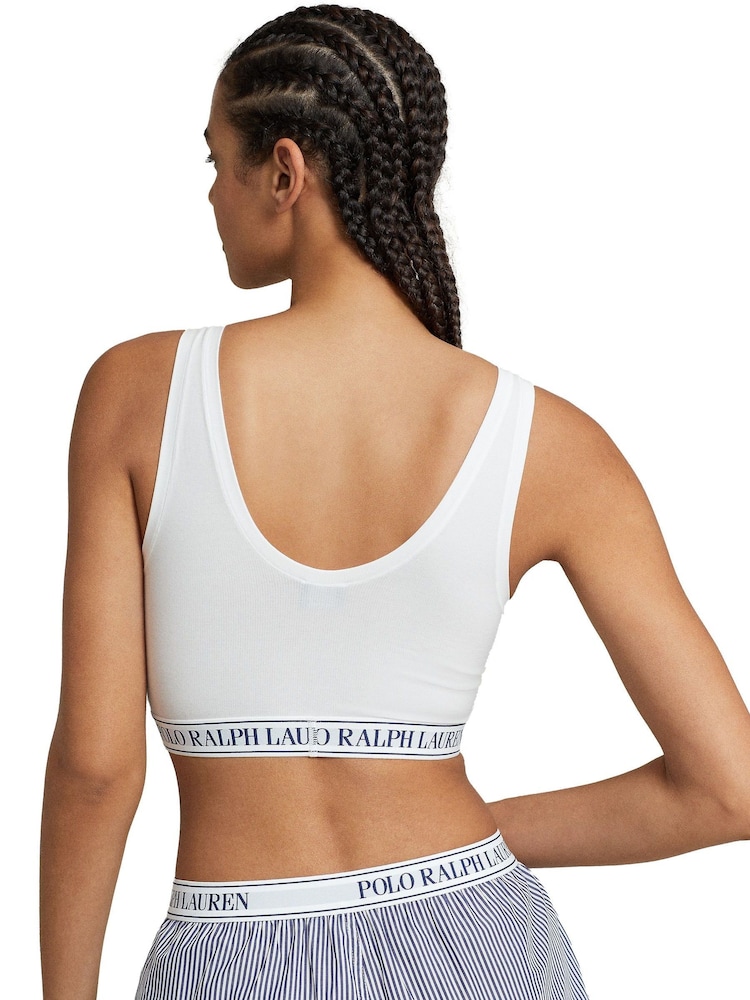 Polo Ralph Lauren White Polo Ralph Lauren Essentials Scoop Cropped White Bra - Image 2 of 2