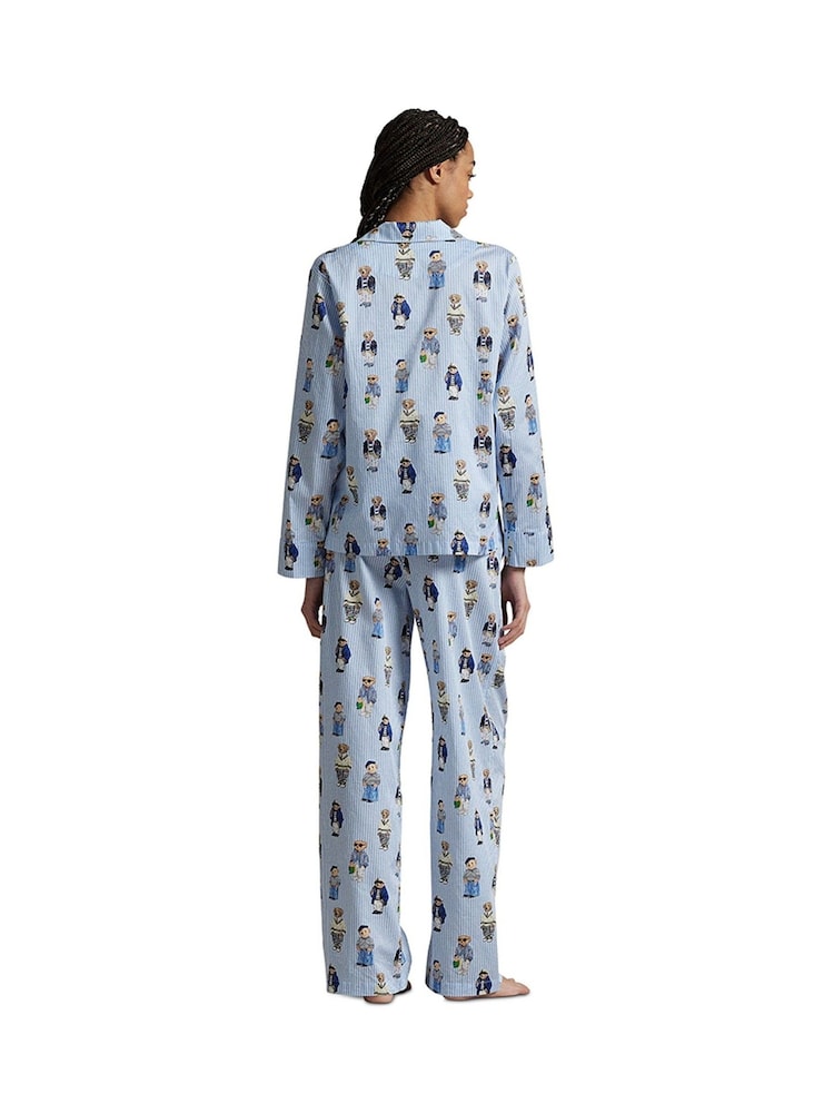 Lauren Ralph Lauren Stripe Ralph Lauren Iconic Bear Madison 100% Cotton Pyjamas Set - صورة 2 من 5