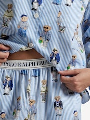 Lauren Ralph Lauren Stripe Ralph Lauren Iconic Bear Madison 100% Cotton Pyjamas Set - صورة 5 من 5
