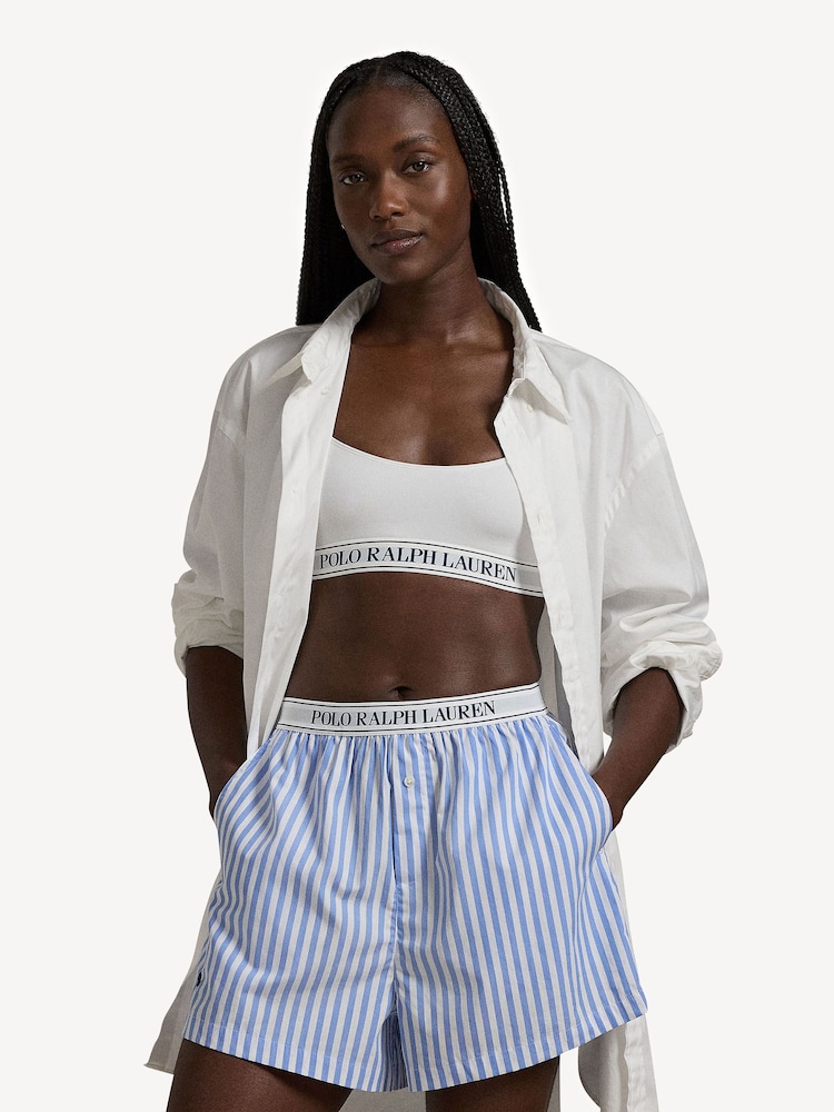 Lauren Ralph Lauren Blue Shirting Stripes Sleep Boxers - Image 1 of 4