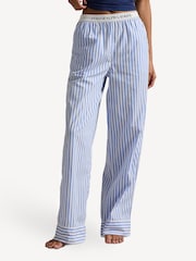 Lauren Ralph Lauren Blue Shirting Stripes 100% Cotton Sleep Trousers - Image 1 of 5