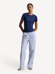 Lauren Ralph Lauren Blue Shirting Stripes 100% Cotton Sleep Trousers - Image 3 of 5