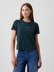 Dunkles Blaugrün - Gap Authentic Shrunken Logo T-Shirt - Bild 1 von 4