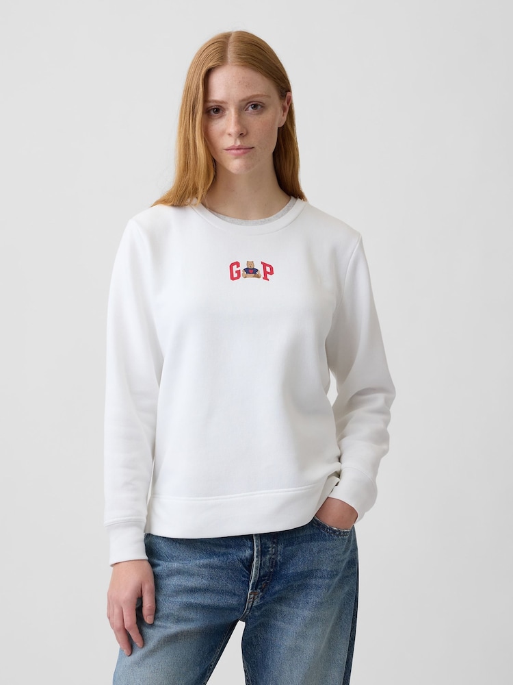Gap White Brannan Bear Relaxed Logo Sweatshirt - Image 1 of 5 Gap White Brannan Bear Relaxed Logo Sweatshirt - Image 1 of 5