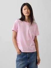 Rosa chiaro - T-shirt Gap in cotone vintage a maniche corte, morbida e confortevole. - Immagine 1 di 3