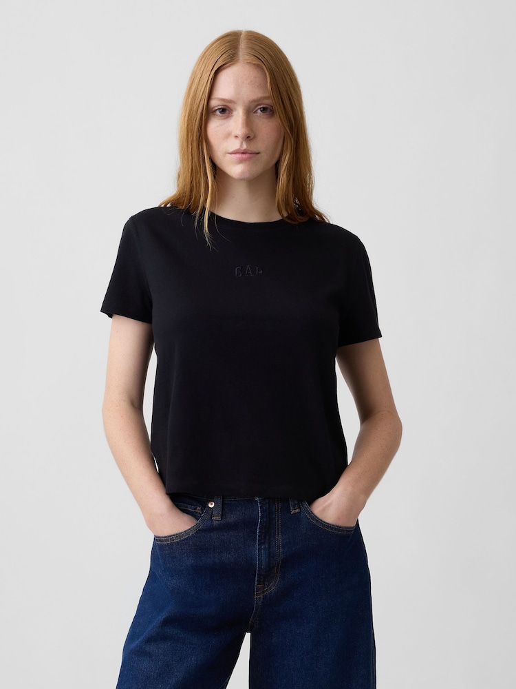Schwarz - Gap Authentic Shrunken Logo T-Shirt - Bild 1 von 4