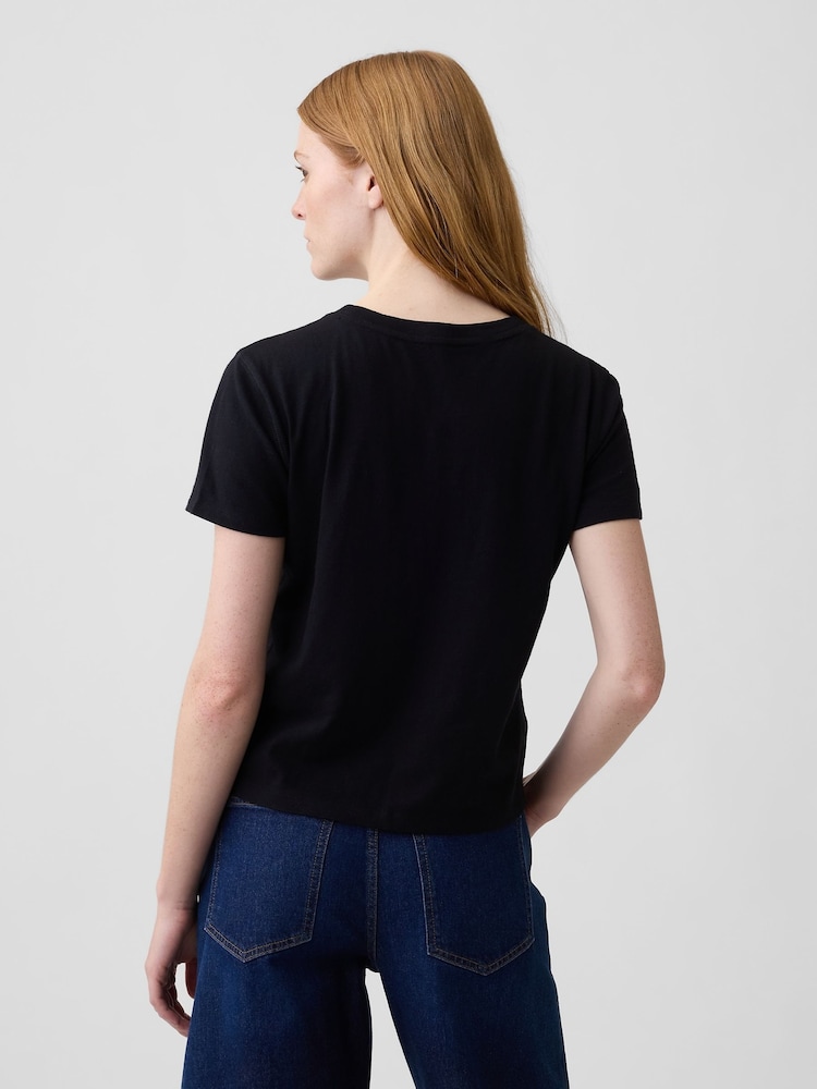 Schwarz - Gap Authentic Shrunken Logo T-Shirt - Bild 2 von 4