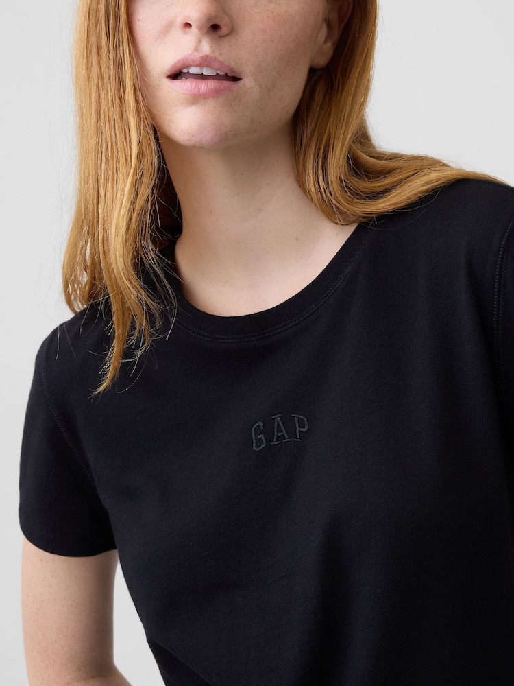 Schwarz - Gap Authentic Shrunken Logo T-Shirt - Bild 4 von 4