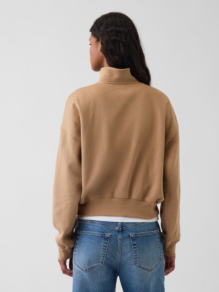 Gap Beige VintageSoft Oversized Half-Zip Wedge Pullover - Image 2 of 4 Gap Beige VintageSoft Oversized Half-Zip Wedge Pullover - Image 2 of 4