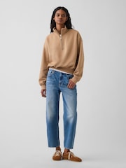 Gap Beige VintageSoft Oversized Half-Zip Wedge Pullover - Image 3 of 4
