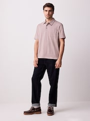 Neutral Marl Heavyweight Button Neck Polo Shirt - Image 2 of 9