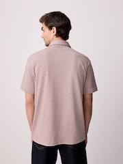 Neutral Marl Heavyweight Button Neck Polo Shirt - Image 3 of 9