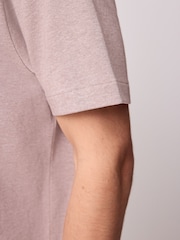 Neutral Marl Heavyweight Button Neck Polo Shirt - Image 6 of 9