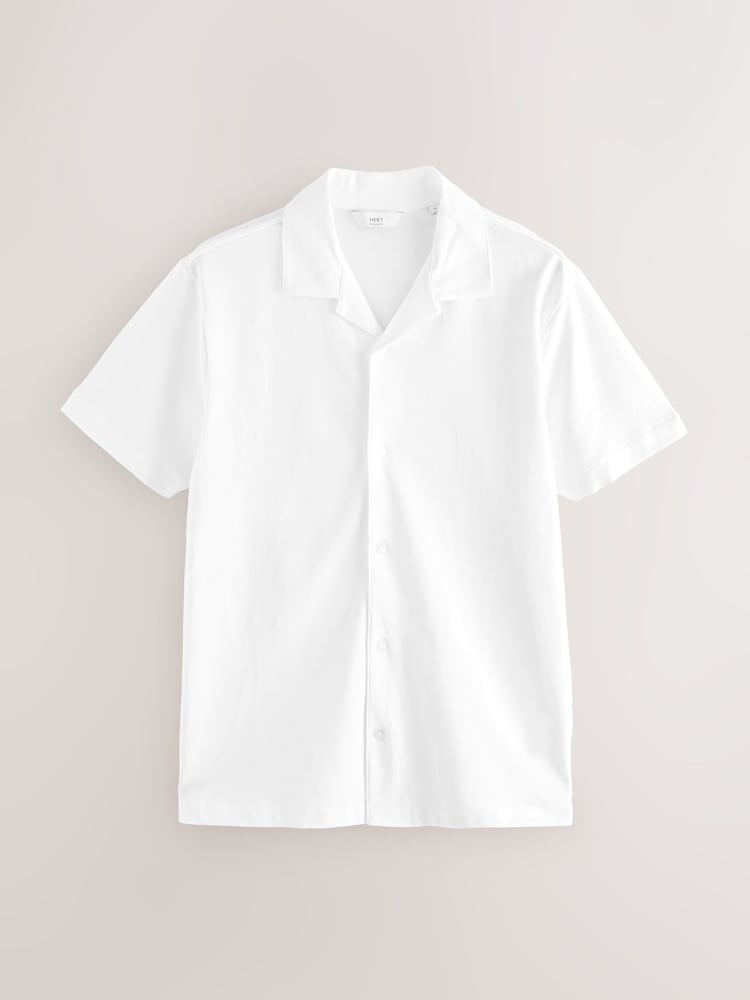 White Short Sleeve Pique Shirt - Image 6 of 8