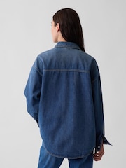 Gap Medium Wash Denim Oversized Shirt Jacket - Image 2 of 4