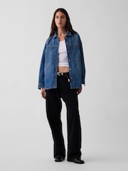 Gap Medium Wash Denim Oversized Shirt Jacket - Image 3 of 4