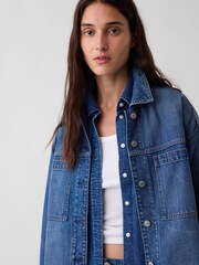 Gap Medium Wash Denim Oversized Shirt Jacket - Image 4 of 4