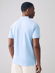 Light Blue Marl Slim Fit Short Sleeve Pique Polo Shirt - Image 3 of 6